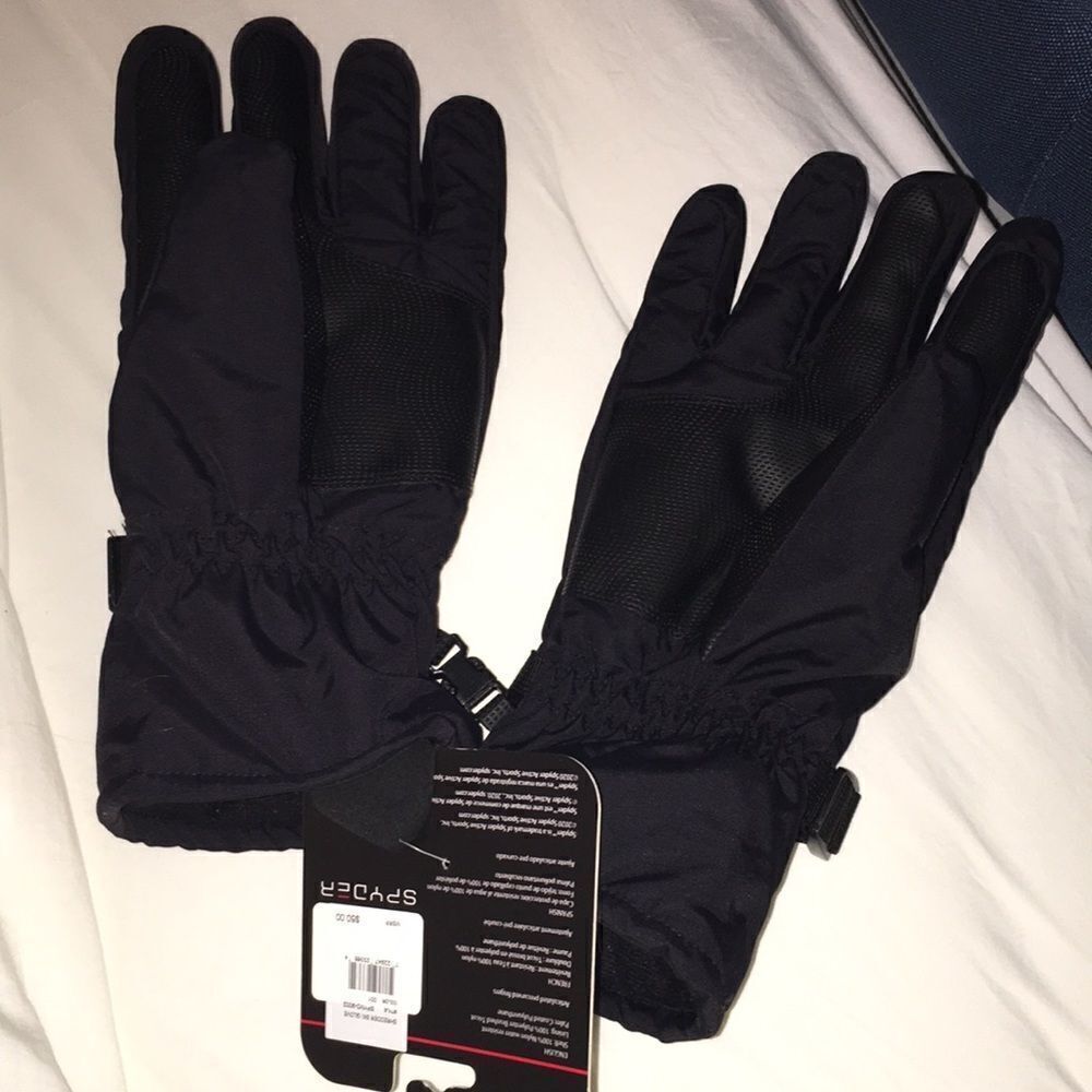 New $50 mens Spyder black insulated SHREDDER ski snowboard winter gloves S/M